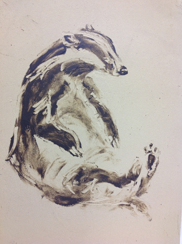 Drawings on clay. Badger. 2014